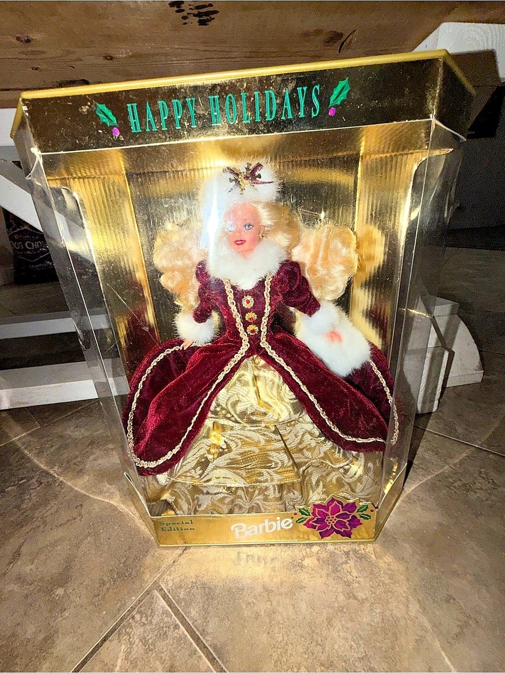 Barbie Happy Holidays Barbie Holiday Doll in Red & Gold Like New